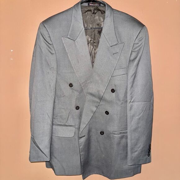 JT Beckett Men's Gray Double Breasted Blazer Sport Coat Jacket Size 41R - Picture 1 of 9